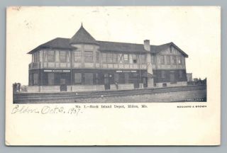 Rock Island Railroad Depot Eldon Missouri Rare Antique Train Station Pc 1907