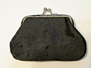 Coin Purse Black Velvet / Suede Like Coin Purse With Santa Snap - On