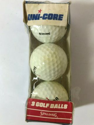 Vintage Spalding Uni - Core 1 Honor Golf Balls,  1 Sleeve Of 3,  Old Stock