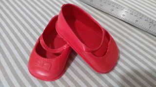 Large 4 " Vintage Red Plastic Doll Shoes 1950 