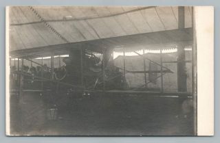 Interesting View Of Early Bi - Plane Rppc Antique Airplane Aviation Photo 1920s