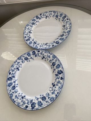 Laura Ashley Sophia White/blue China Dinner Plates - Set Of 2