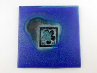 Michael Cohen Art Studio Pottery Tile Dark Blue Flower Design 5.  75 Inches A,