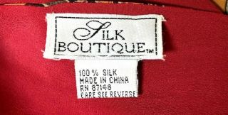 Elegant Silk Boutique 100 Silk Scarf Vintage Floral Shawl Wrap Red Fringe 3