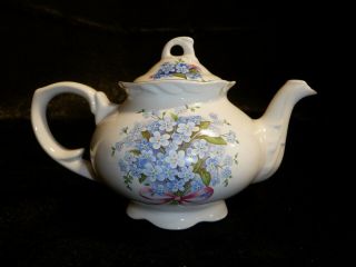 Arthur Wood & Son Staffordshire England Violet Floral Gold Trim Porcelain Teapot