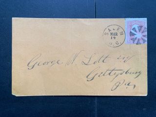 1860s Salem Nc Fancy Cancels Civil War Era Stamp Gettysburg Pa Lott Cover