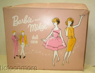 Vintage Barbie & Midge W/ Ken & Allan Double Doll Trunk Case Rose Pink 1963