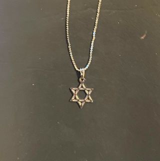American Girl Doll Silver Star Of David Necklace,  7 "