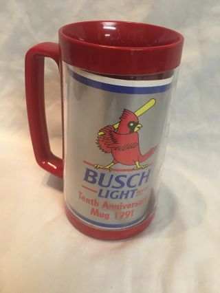 VTG 1991 Busch Light MLB St.  Louis Cardinal Thermal Beer Mug 10 Year Anni 2