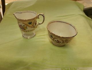 Vintage Crown Staffordshire Porcelain Creamer & Sugar Bowl