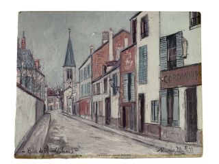 Vintage Maurice Utrillo Eglise De Strins (seine) Lithograph Signed Paris France