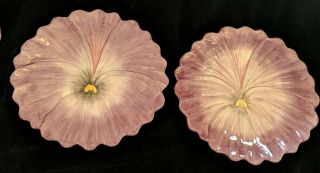 Pair (2) Fitz & Floyd Purple Pansy Plate Figural Flower Shaped