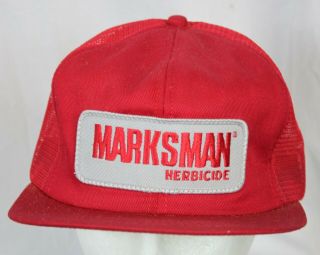 Vtg Marksman Herbicide Snapback Hat Mesh Trucker Farmer K Products Red Chemical