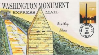 3473 $12.  25 Washington Monument Express Mail Hand Painted Fred Collins Cachet F