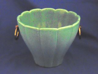 Red Wing Handled Flower Pot Aqua Blue Speckled - M - 1610 6 - 1/2 " - Marked - Vase