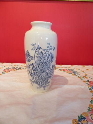 Lovely Vintage Crown Devon Fielding Vase White Blue Flowers 10.  5 "