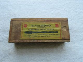 Vintage Standard Tool Twist Drill Wooden Empty Box.  108 Bit Stock Drills 7/32 "