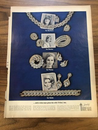 1963 Trifari Rhinestone Vintage Costume Jewelry Photo Print Ad Old Advertising