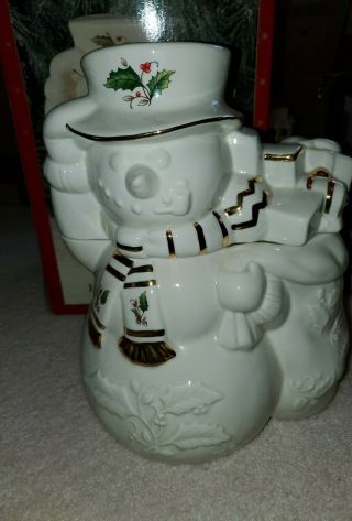 Royal Limited Holly Holiday Japan Large Snowman Cookie Jar Nib