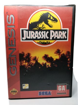 Vtg Retro Jurassic Park Sega Genesis,  1992 W/ Game Case Great Shape