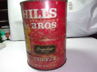 Vintage Very Old Hills Bros Brothers Coffee Can Tin