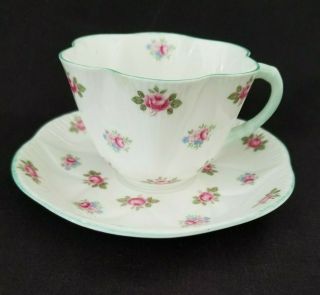 Vintage Shelley Fine Bone China Tea Cup And Saucer - Rosebud Pattern England