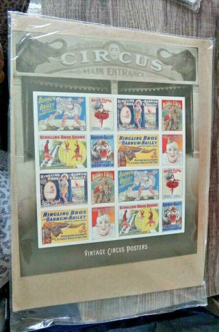 Pane Of 16 Forever Stamps 4898 - 4905 Vintage Circus Posters 2014 Usps Pkg