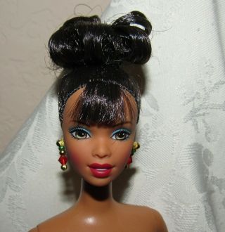 Nude Barbie Doll Aa African American Fancy Updo Hair For Ooak
