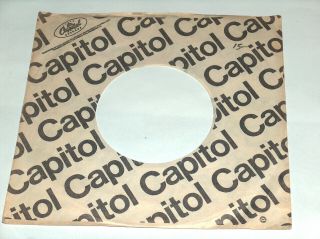 One (1) Vintage Capitol Records Black & White 45 Rpm Vinyl Wax Sleeve Vg
