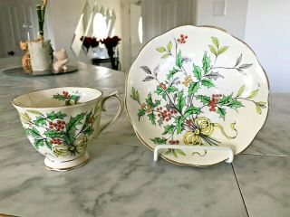 Royal Albert Bone China Tea Cup & Saucer Flower Of The Month 12 Holly (england)