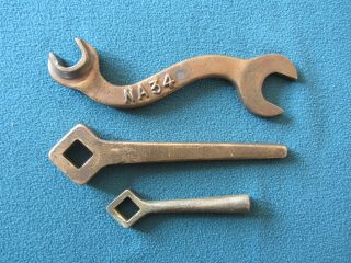3 Vintage Brass Spanners/ Tap Handles