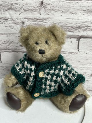 Hugfun Jointed Teddy Bear With Green Sweater Small 6” Vintage 1998