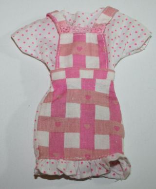 Barbie Doll Barbie White Polka - Dot Dress With Attached Checkered Apron