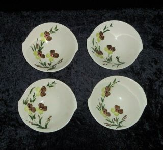 4 Mcm Blue Ridge Bowls Sunny Spray Lugged Cereal Bowls Southern Potteries 7” Vtg