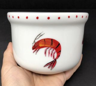 Vtg Bia Cordon Bleu White Hand Painted Shrimp Seafood 5” Serving Bowl Signed