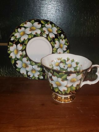 Royal Albert Bone China Provincial Flowers Dogwood Tea Cup & Saucer Vintage