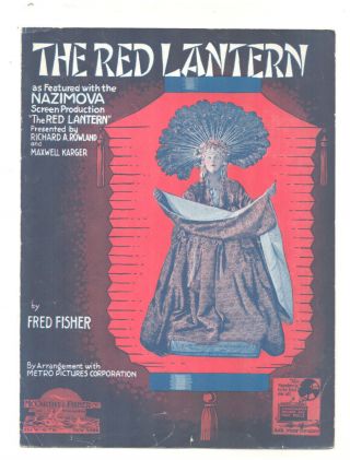 Red Lantern 1919 Nazimova Silent Film Vintage Sheet Music