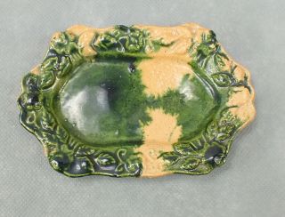 Vintage Hand Crafted Drip Glaze Green Pottery Dish Made In Mexico