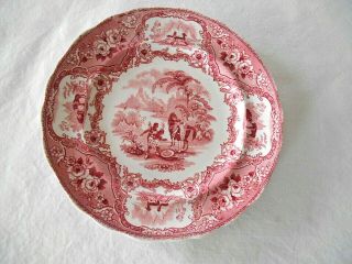Antique C 1830s Adams Red Columbus Transferware 8 1/2 " Plate -
