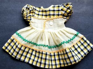 Vintage Factory Yellow And Black Plaid Doll Dress Fits 16 ",  Chubby Dolls