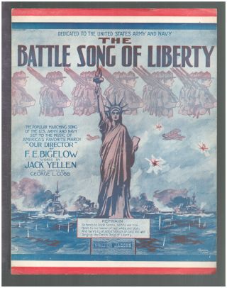 Battle Song Of Liberty 1917 Wwi Statue Of Liberty Vintage Sheet Music