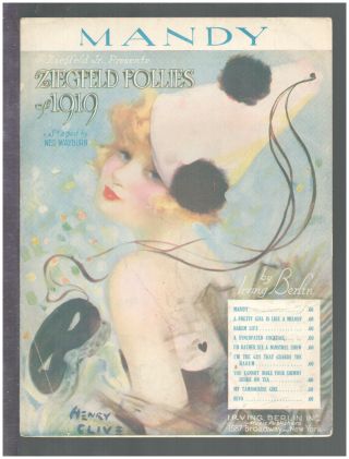 Ziegfeld Follies Irving Berlin 1919 Mandy Pretty Girl Show Vintage Sheet Music