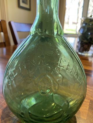 Jenny Lind Fislerville Glass Whiskey Bottle Green Antique Decanter Flask