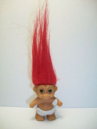Vintage Russ Berrie Baby Troll In Diaper Red Hair