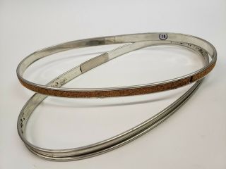 Vintage 9 " Oval Metal Spring Loaded Tension Cork Lined Oval Embroidery Hoop