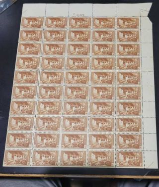 Us Stamp - 1934 4c Parks Cliff Palace 50 Stamp Sheet Scott 743 Faults See Desc.