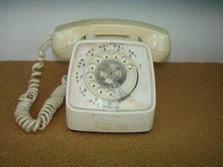 Vintage Gte Automatic Electric Telephone Rotary Dial Phone White Desk Top