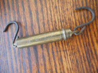 Vintage Brass Fishing Finger Scale 10 Lb Tackle Hunting Camping 1912