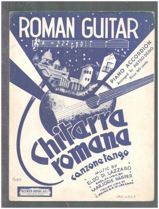 Roman Guitar 1937 Pietro Deiro Accordion Song Vintage Sheet Music
