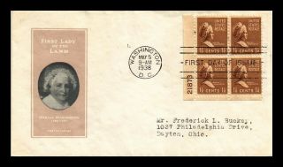 Dr Jim Stamps Us Martha Washington First Day Cover Scott 805 Plate Block
